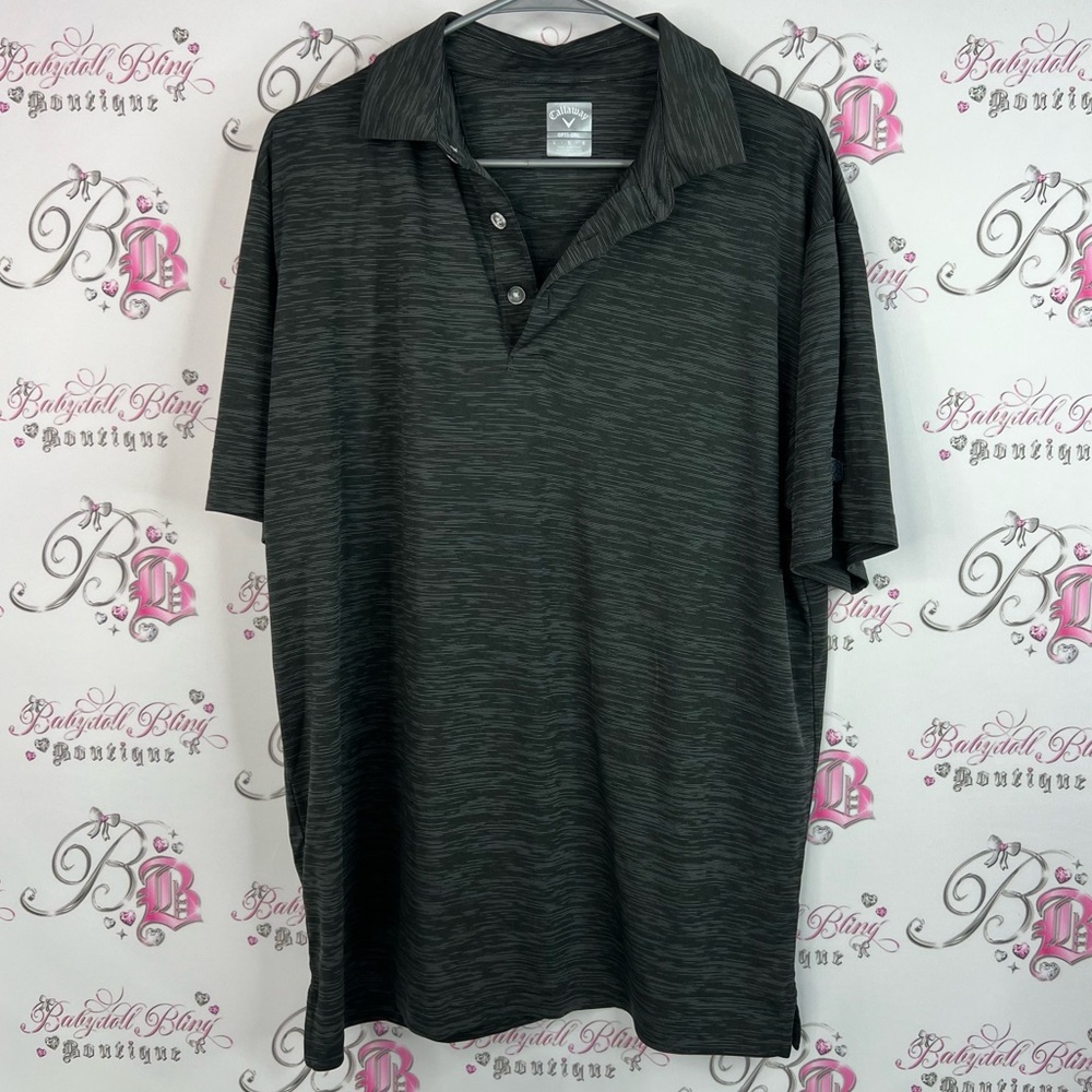 Callaway tshirt tee OPTI-dri mantl Charcoal Polo Shirt grey stripes